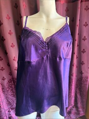 Vintage Purple Satin Camisole Tank Top Size 2X